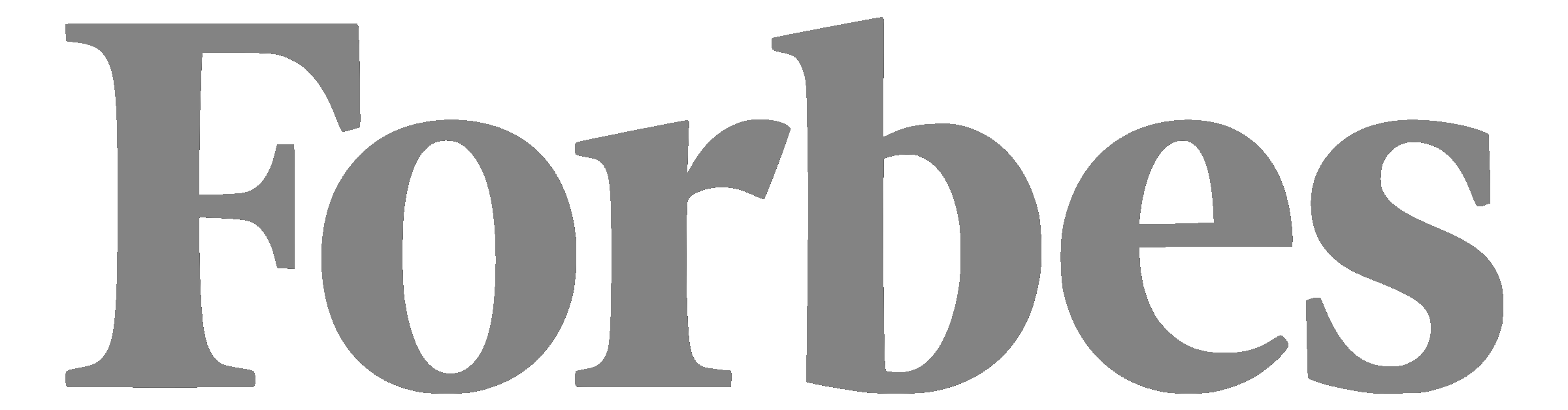 Gray logo of Forbes with capital F and the rest of the letters in lowercase, presented on a white background.